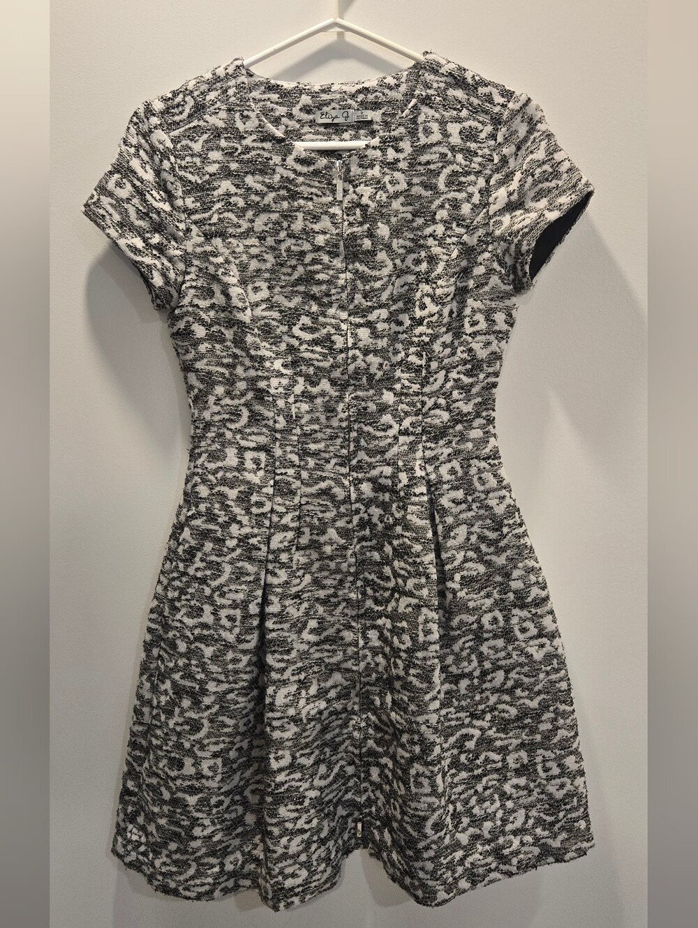 Eliza J Textured Black and White Zip Front Dress